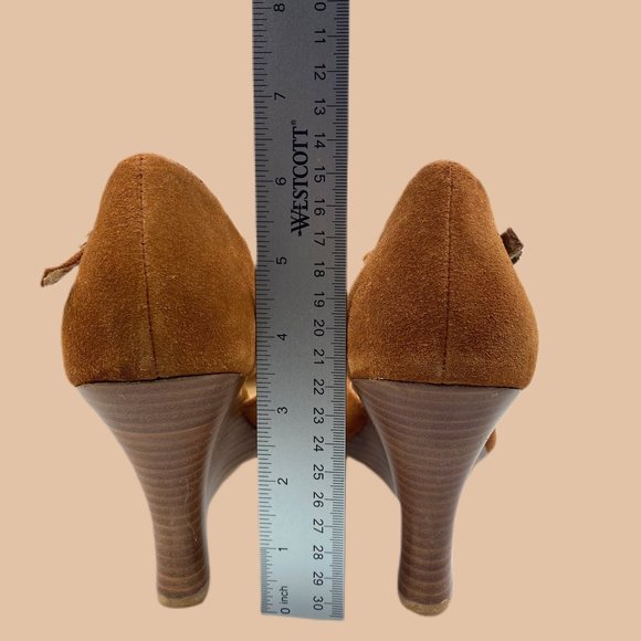 Cloudwalkers - Brown Leather Suede with Wooden Wedge Heel - Picture 3 of 5